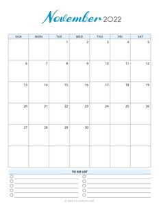November 2022 Calendar Template