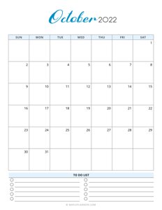 October 2022 Calendar Template