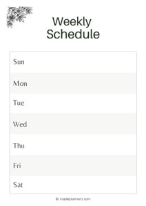 A4 Weekly Schedule Template