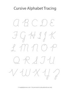 Cursive Alphabet Letter Tracing A-Z Worksheet