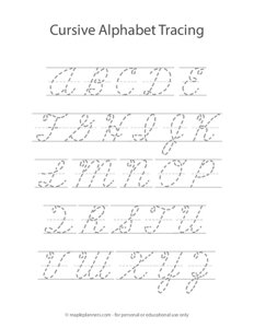 Cursive Alphabet Letter Tracing A-Z Worksheet