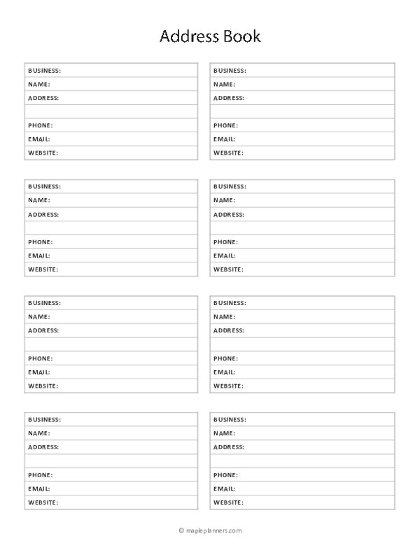 Address Book Template