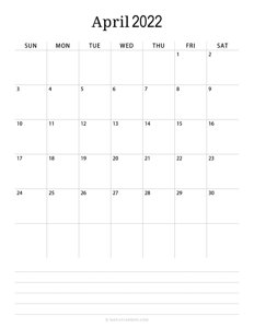 Minimalist April Calendar 2022 (Vertical)