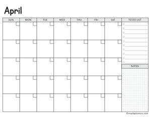 April Calendar Template (Undated)