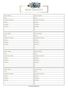 Blog Contacts Template