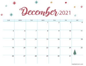 Christmas 2021 December Calendar (Horizontal)