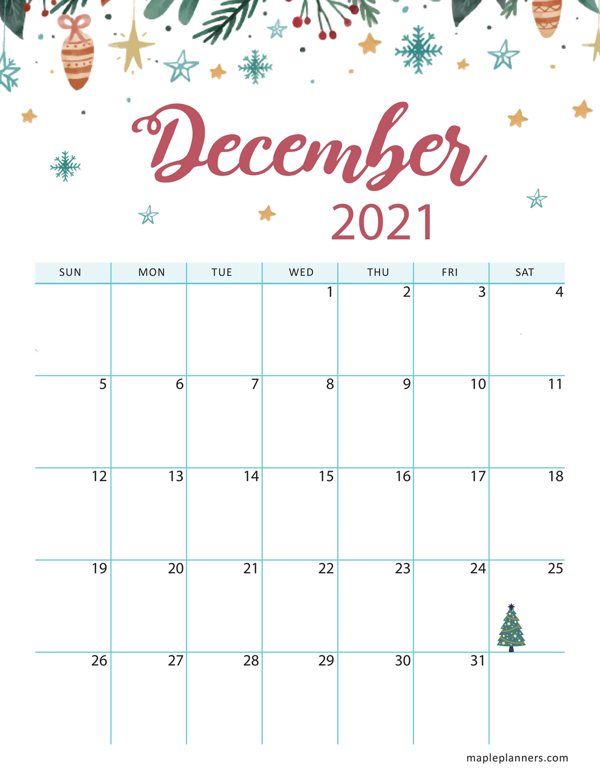 Christmas 2021 December Calendar (Vertical)