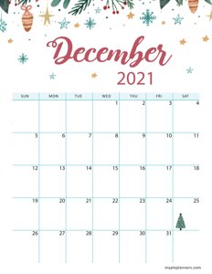 Christmas 2021 December Calendar (Vertical)