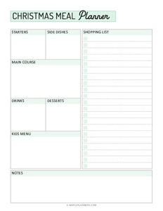 Christmas Meal Planner Template