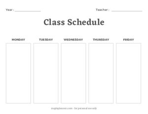 Minimalist Class Schedule Template