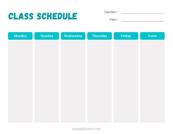 Class Schedule Template