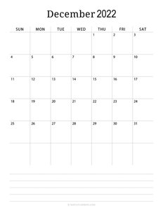 Minimalist December Calendar 2022 (Vertical)