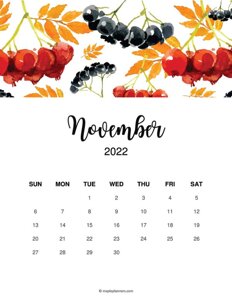 Floral November 2022 Calendar
