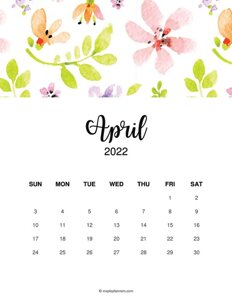 Floral April 2022 Calendar