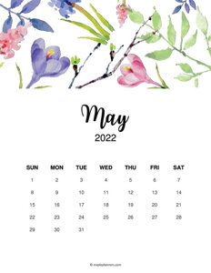 Floral May 2022 Calendar