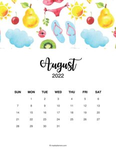 Floral August 2022 Calendar