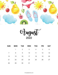 Floral August 2022 Calendar