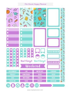 Back to School Planner Stickers (for Happy Planner Weekly)