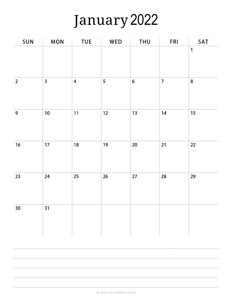 Minimalist January Calendar 2022 (Vertical)