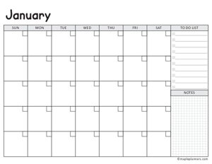 January Calendar Template (Undated)