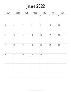 Minimalist June Calendar 2022 (Vertical)