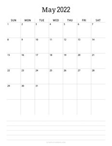 Minimalist May Calendar 2022 (Vertical)