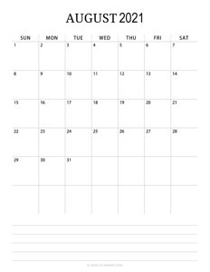 Minimalist August Calendar 2021 (Vertical)