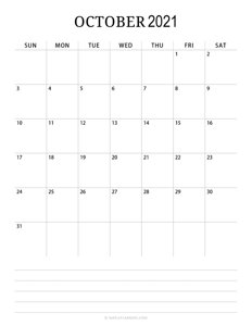 Minimalist October Calendar 2021 (Vertical)