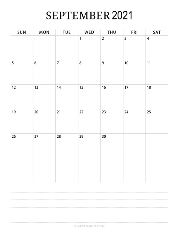 Minimalist September Calendar 2021 (Vertical)