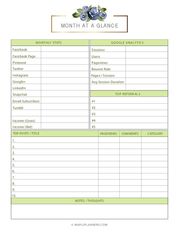 Monthly Blog Stats Template