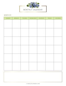 Monthly Blog Planner Template