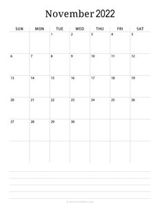Minimalist November Calendar 2022 (Vertical)