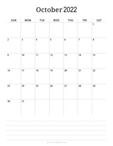 Minimalist October Calendar 2022 (Vertical)