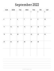 Minimalist September Calendar 2022 (Vertical)