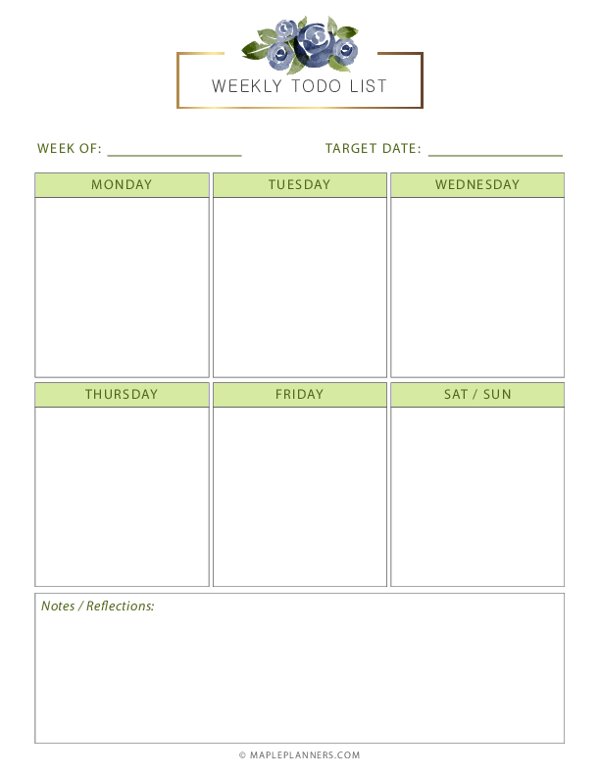 Weekly To Do List Template