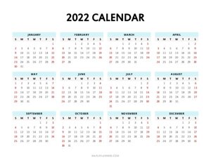 2022 Year at a Glance Template (Landscape)