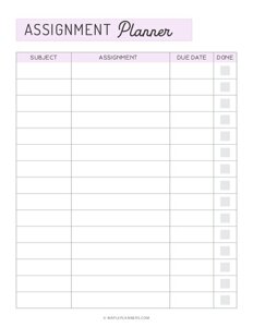 Assignment Planner Template