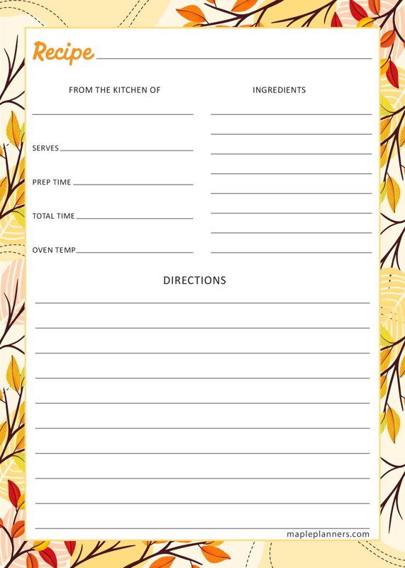 Lined Recipe Cards