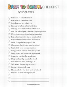 Back to School Checklist