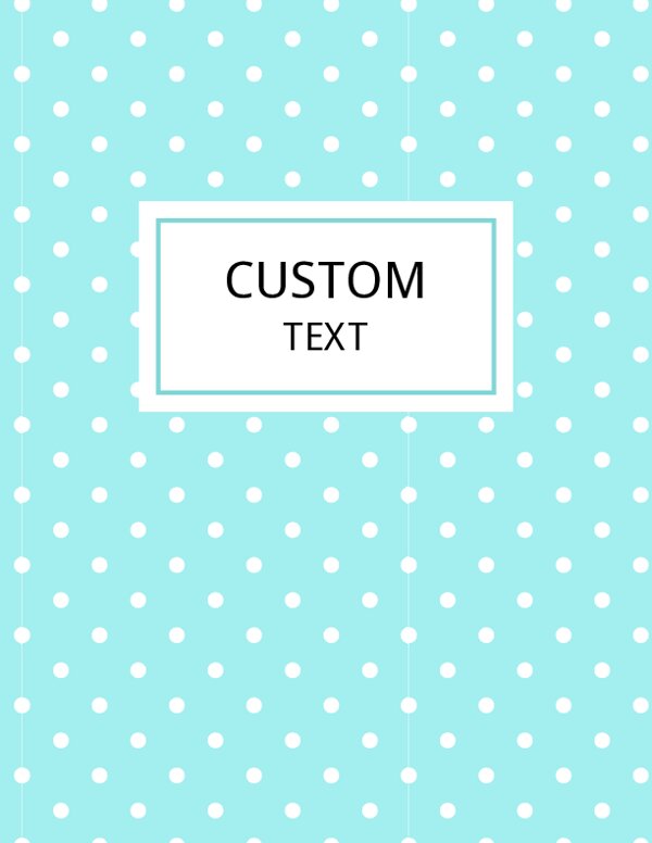 Cyan Polka Dots Binder Cover {Editable}