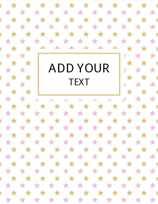 Gold Pink Stars Binder Cover {Editable}