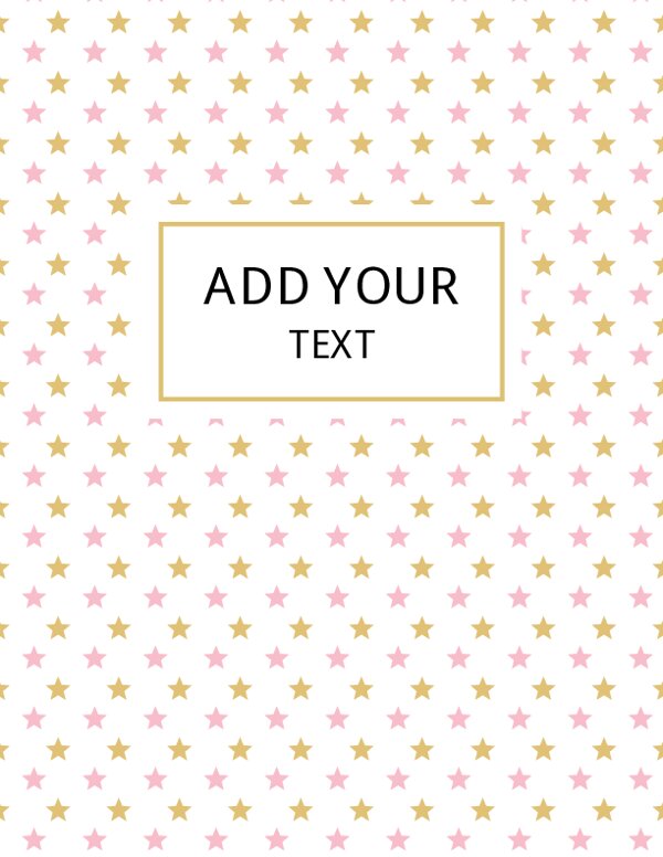 Gold Pink Stars Binder Cover {Editable}