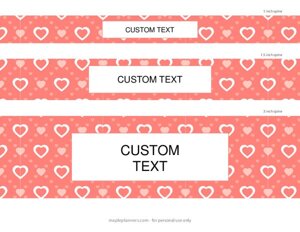 Brick Red Hearts Binder Spines in 5 Sizes {Editable}