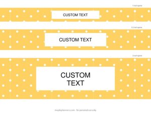Yellow Polka Dots Binder Spines in 5 Sizes {Editable}