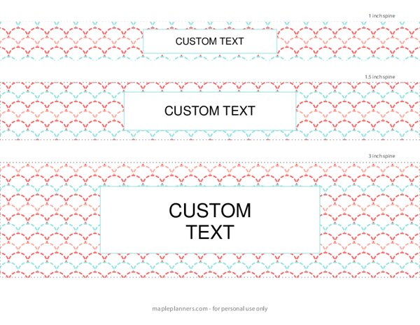 Editable Binder Spines in 5 Sizes - Red Blue Fish Scale