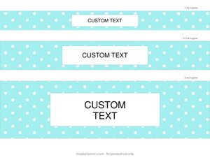 Cyan Polka Dots Binder Spines in 5 Sizes {Editable}