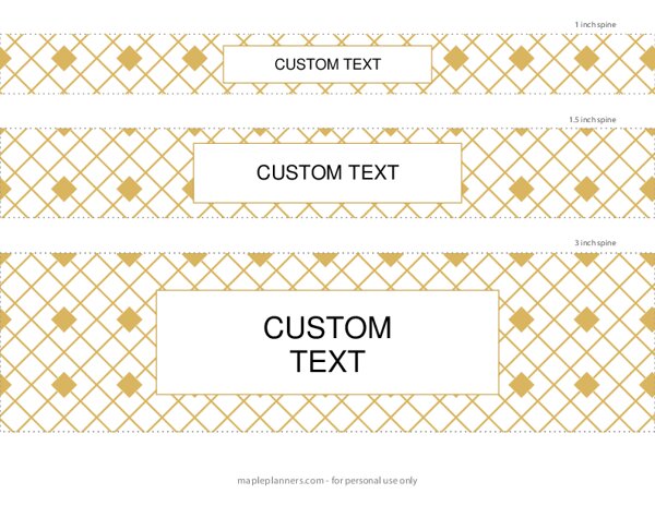 Free Editable Binder Spine Templates - Gold Abstract