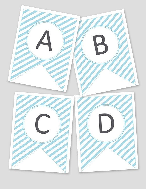 Printable Blue Striped Banner (Editable)