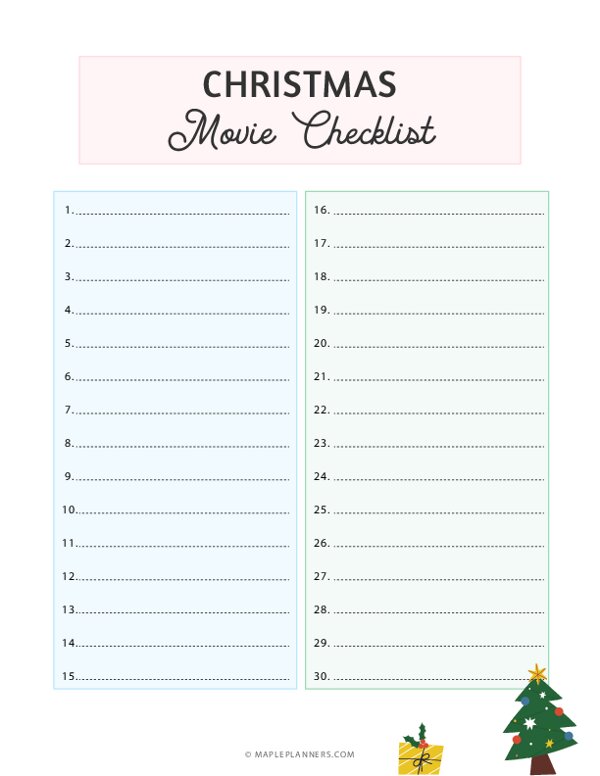 My Christmas Movie Checklist
