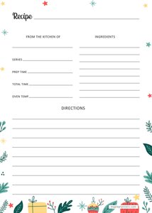 Christmas Recipe Cards Template on 5x7